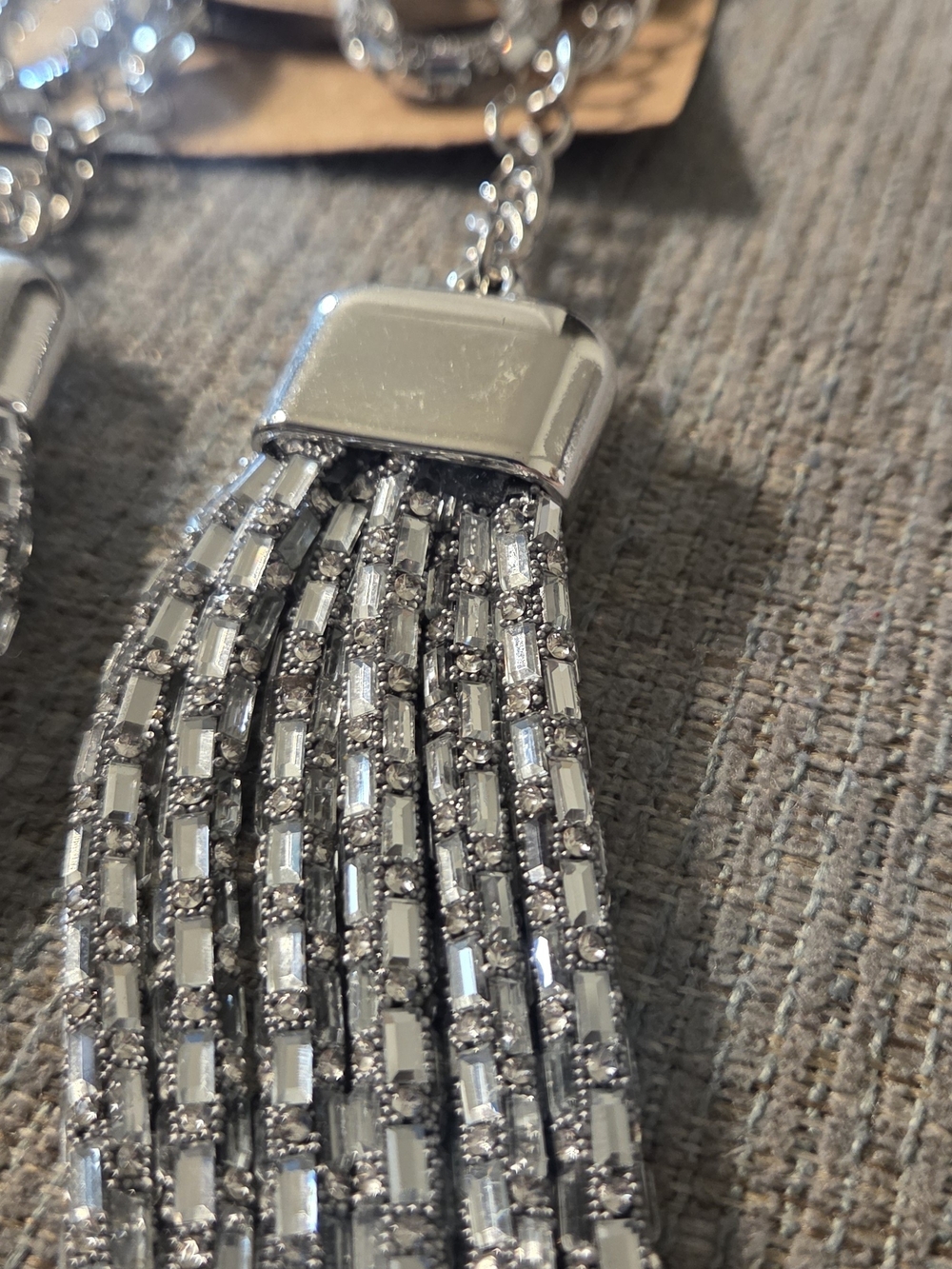 Silver Crystal Multi-Strand Statement Necklace by - Picture 6 of 6
